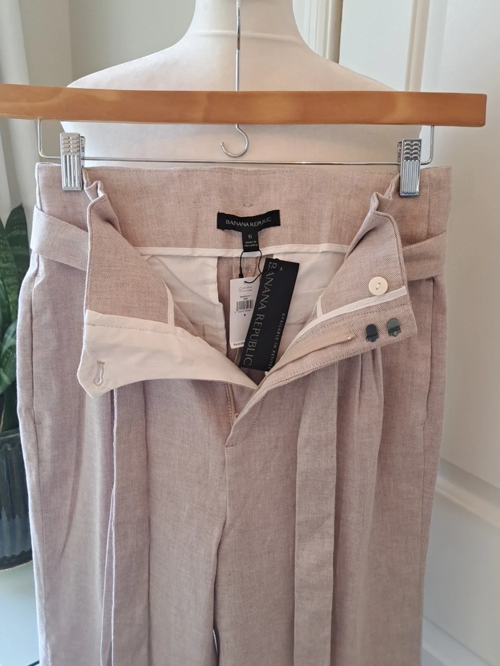 NWT Banana Republic Womens Linen Blend Wide Leg High-Rise Trouser Pants 6‎